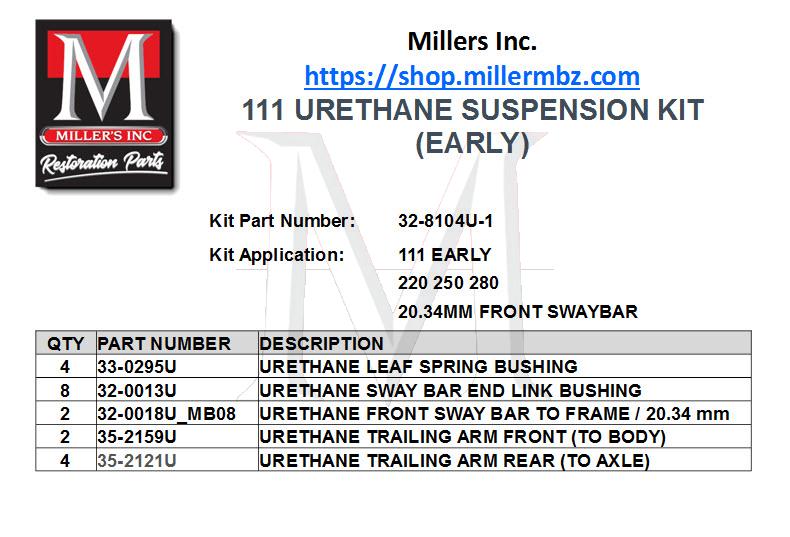 111 URETHANE SUSPENSION KIT (EARLY)