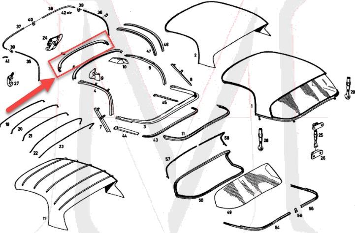 FRONT ROOF FRAME RUBBER SEAL