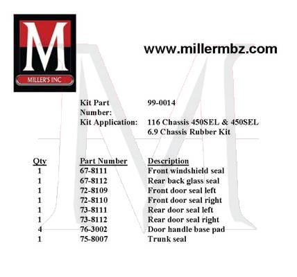 116  450SEL 6.9 CHASSIS RUBBER KIT