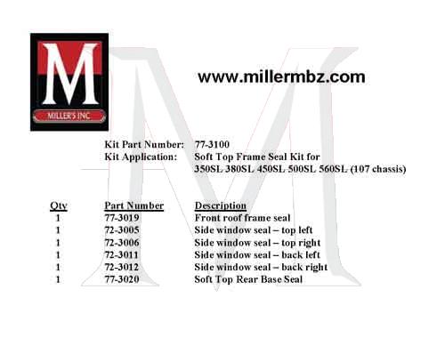 107 CHASSIS SOFT TOP FRAME RUBBER KIT