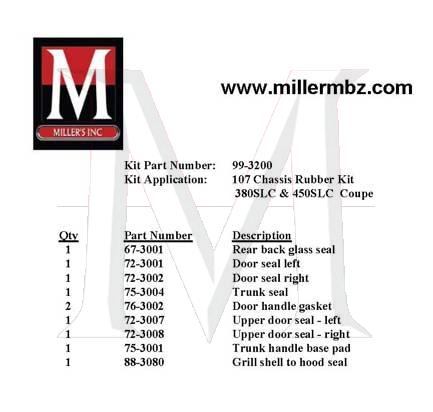 107 CHASSIS COUPE  RUBBER KIT